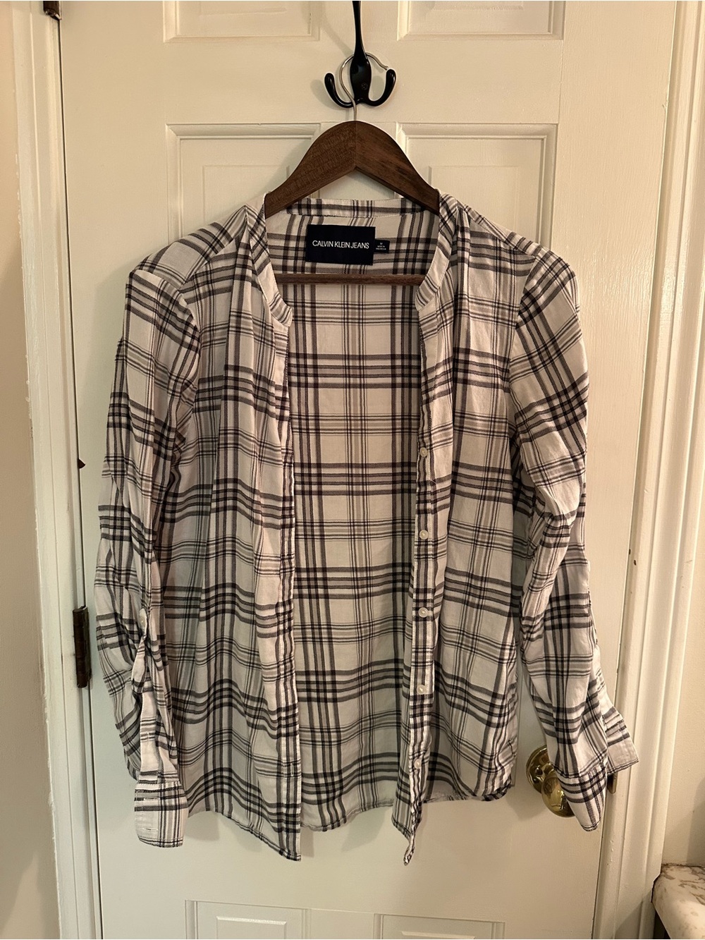 Calvin Klein Black & White Plaid Button-Up Shirt